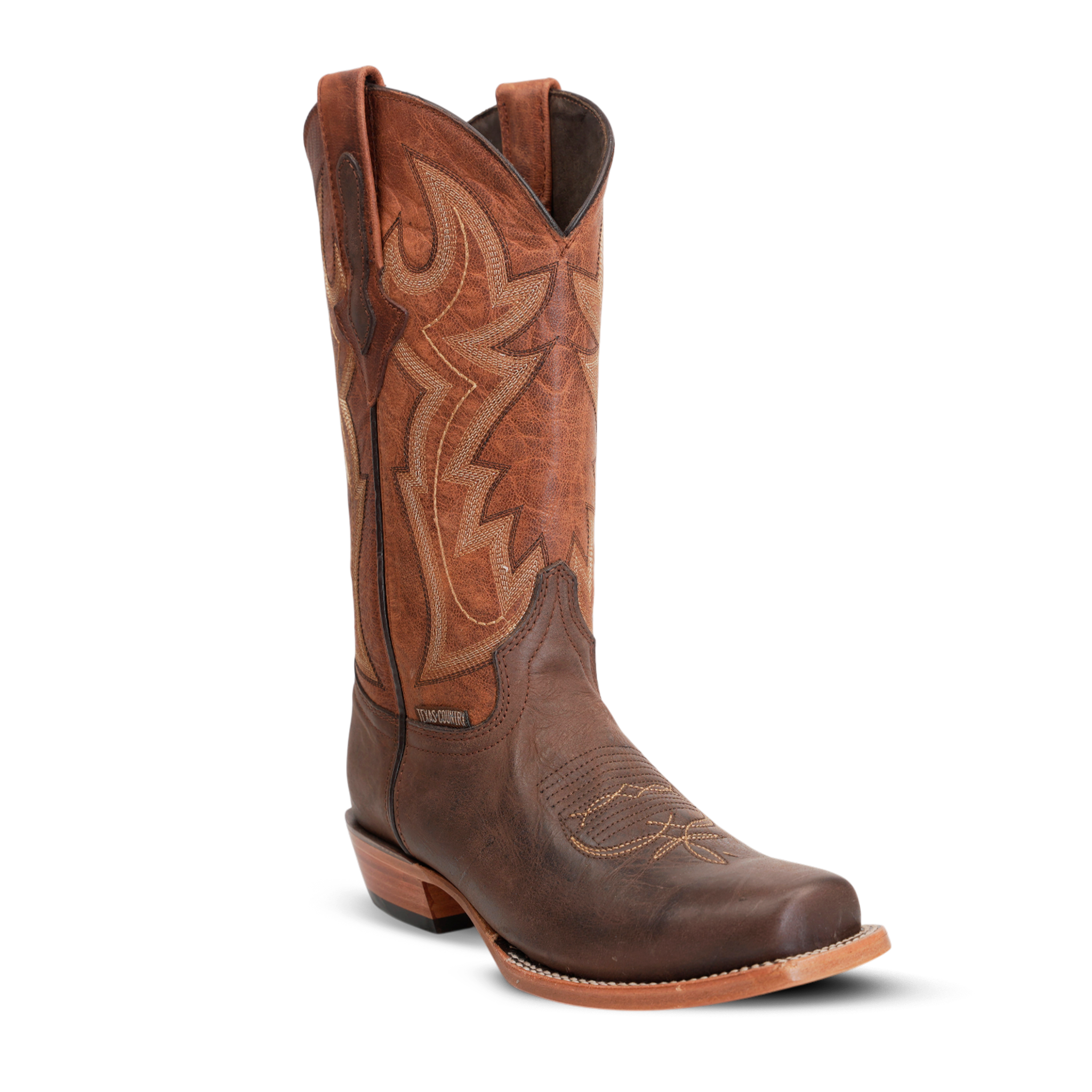 Botas vaqueras Fresno Chocolate - Punta cuadrada estrecha (E906)