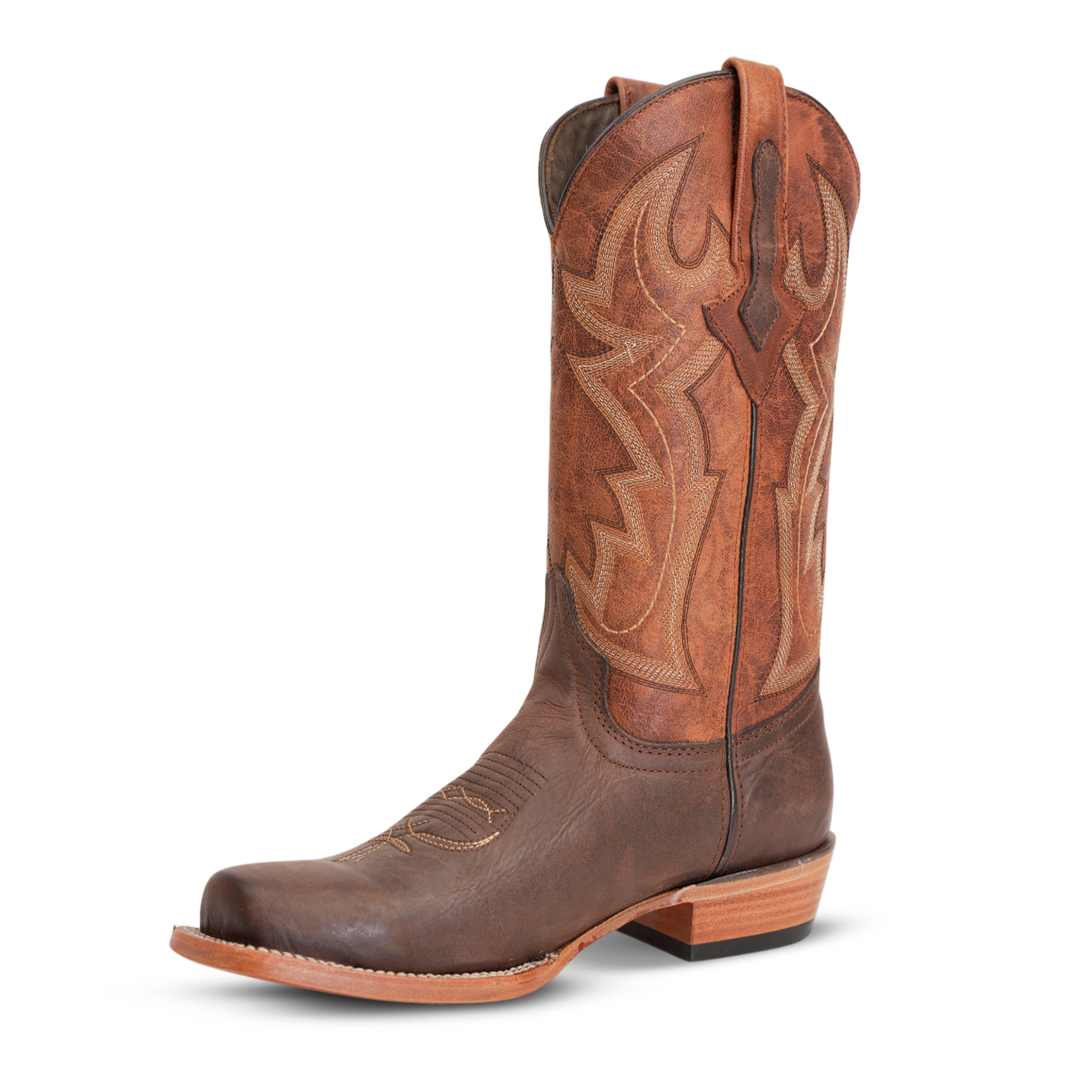 Botas vaqueras Fresno Chocolate - Punta cuadrada estrecha (E906)