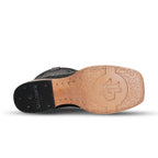 Botines negros de pitón - Piel grabada - Punta cuadrada (E913)