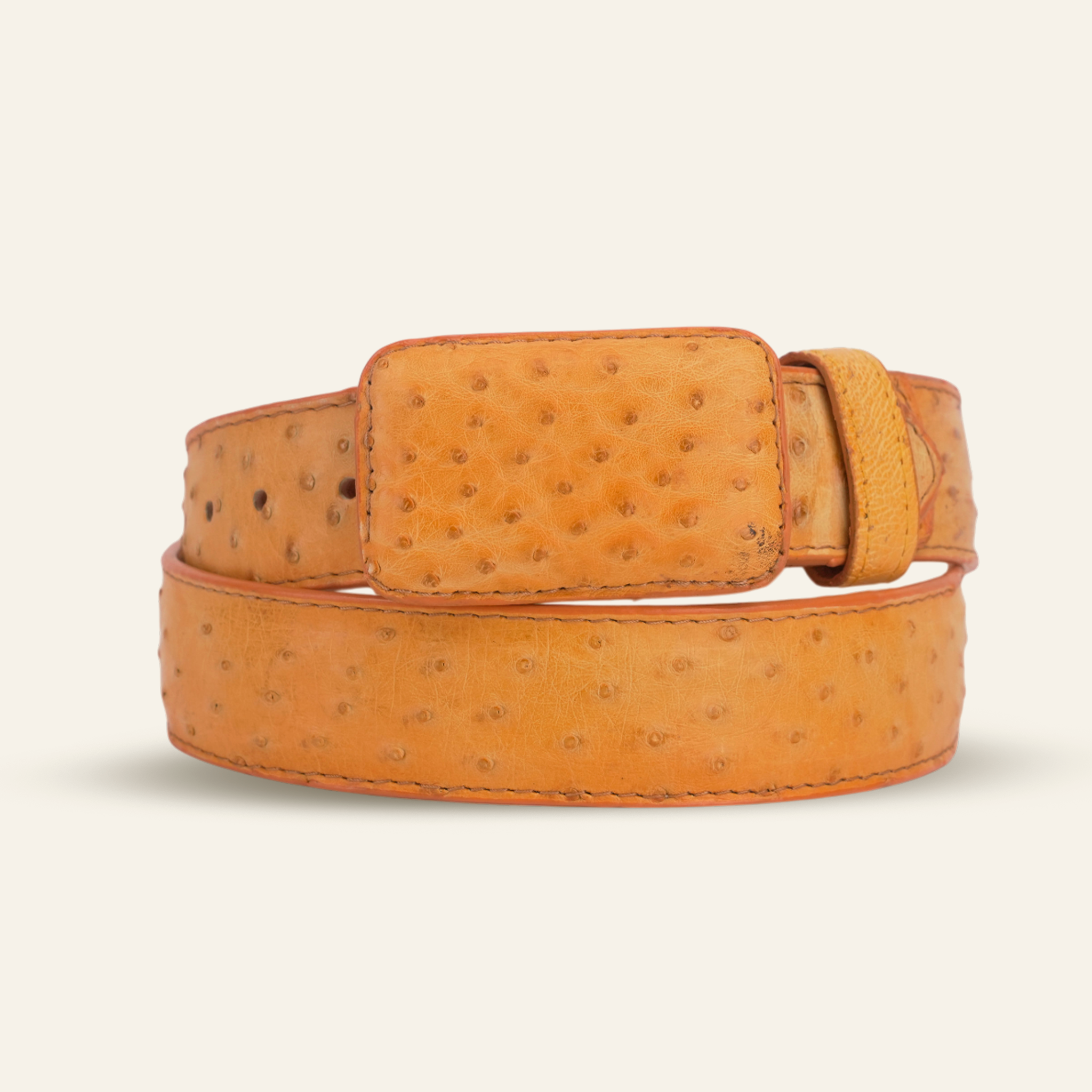 Exotic Full Quilt Ostrich Belt - Buttercup (C-001)