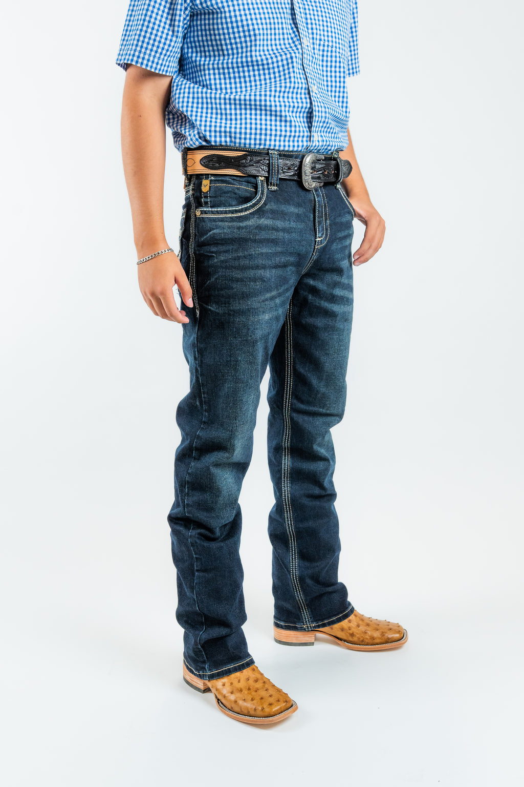 Western Blue - Men's Classic Modern Boot Cut Jeans (W487)