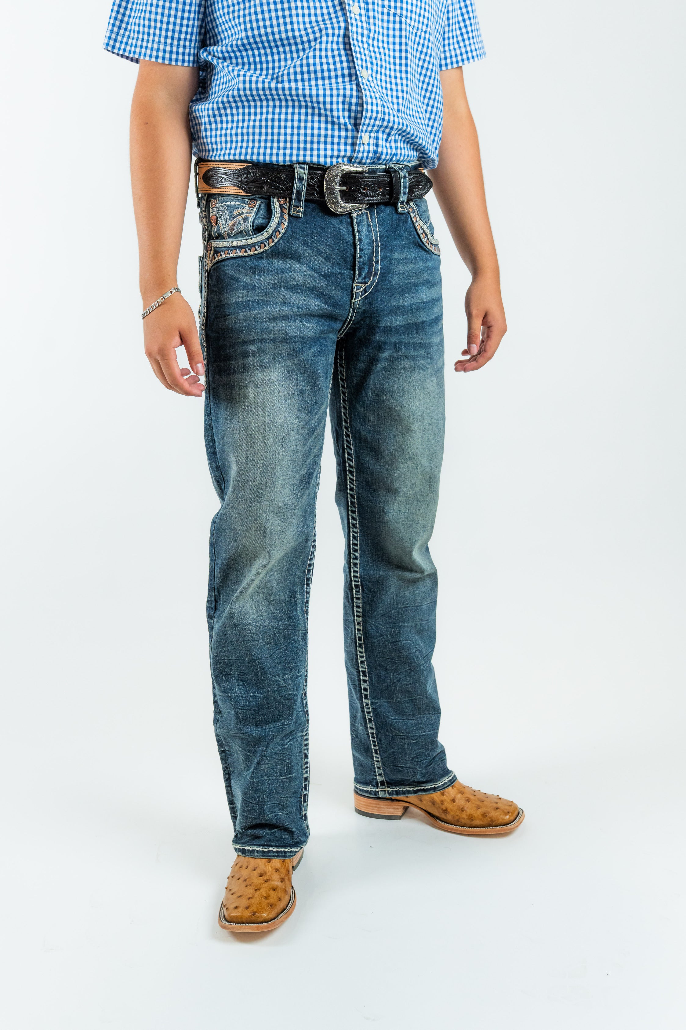 Western Blue - Men's Straight Leg Denim Jeans (WJ2354)
