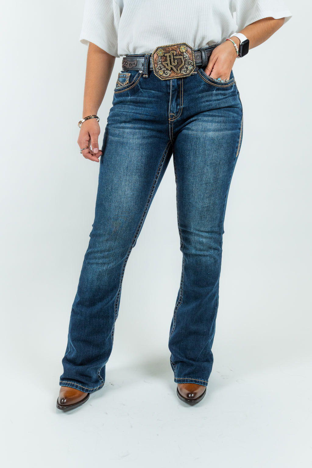 Western Blue - Women's Boot Cut Denim Jeans (W246-PB33)
