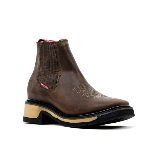 Alamo Brown Double Sole Ankle Boots - Square Toe (E1200) - Gomez Western Wear