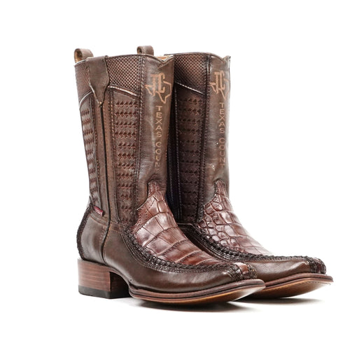 Alligator Belly Short Shaft Boots - Tobacco - Narrow Square Toe (FLO22) - Gomez Western Wear