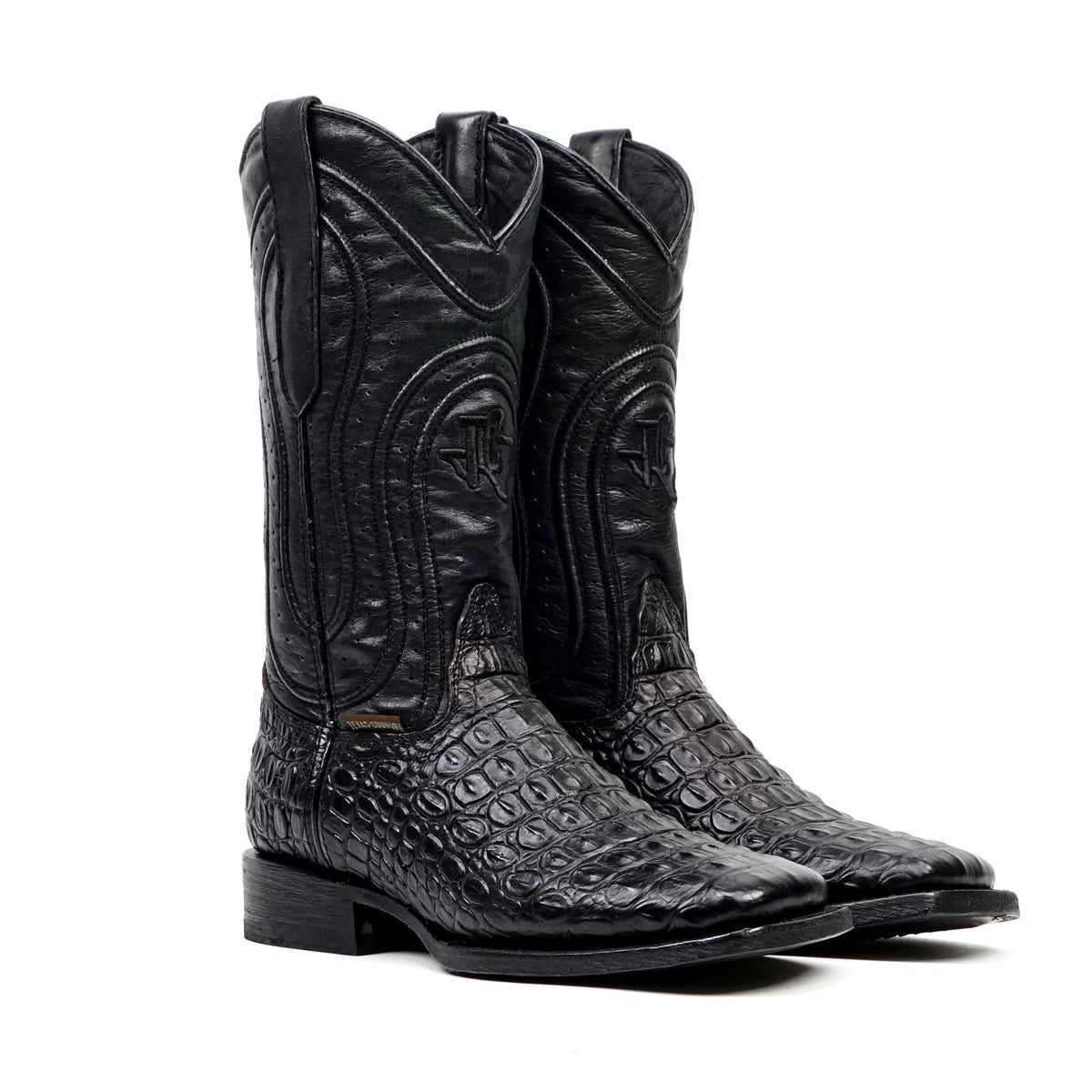 Alligator Hornback Black Boots - Embossed Leather - Square Toe (E911) - Gomez Western Wear