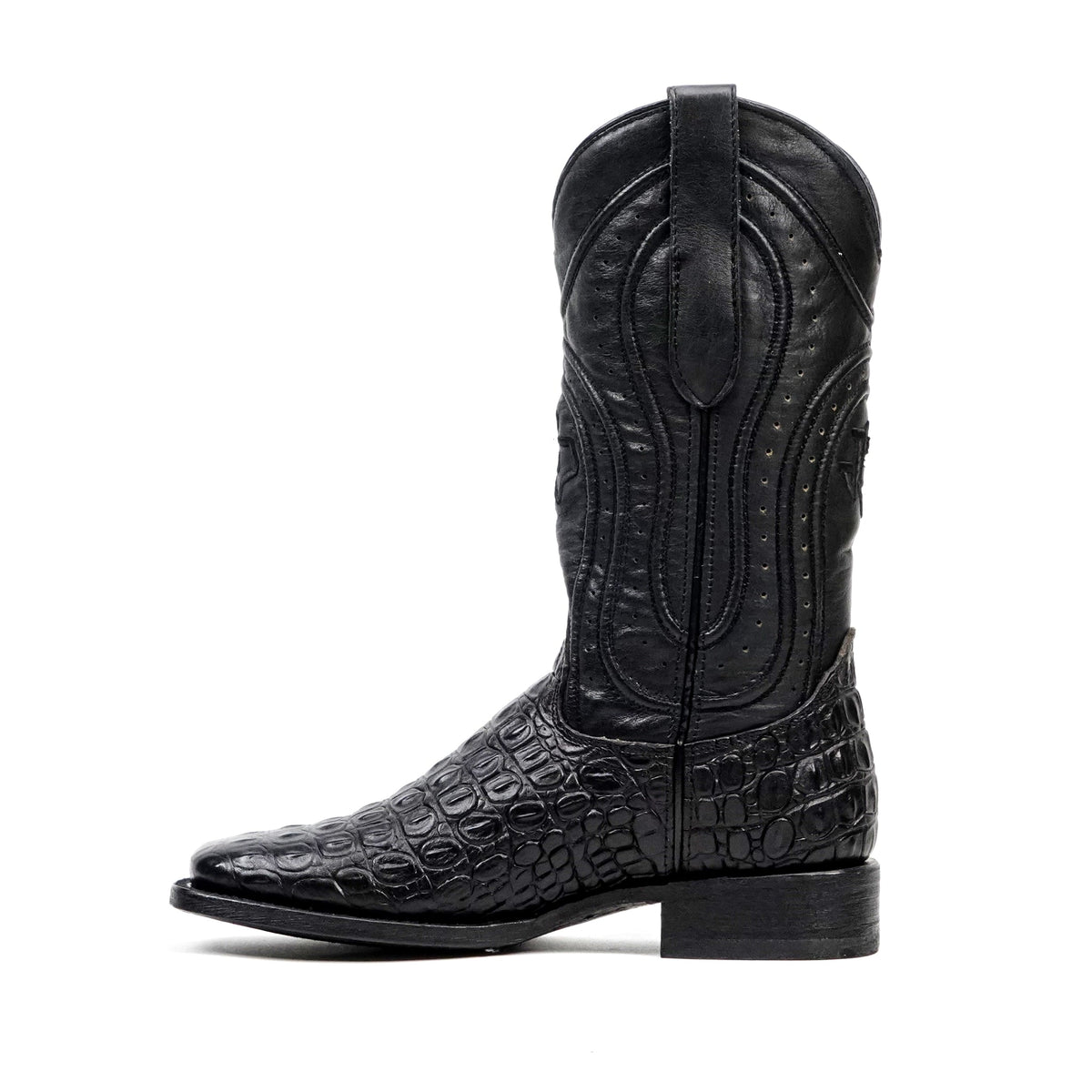 Alligator Hornback Black Boots - Embossed Leather - Square Toe (E911) - Gomez Western Wear