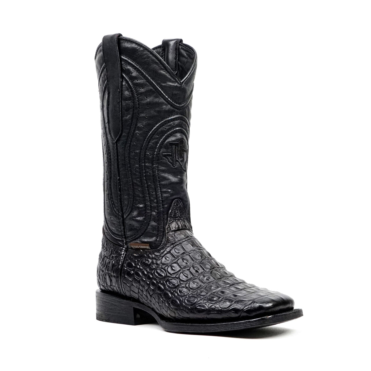 Alligator Hornback Black Boots - Embossed Leather - Square Toe (E911) - Gomez Western Wear