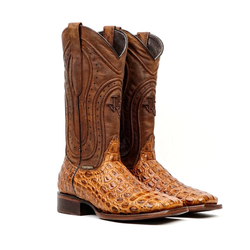 Alligator Hornback Brandy Boots - Embossed Leather - Square Toe (E930) - Gomez Western Wear