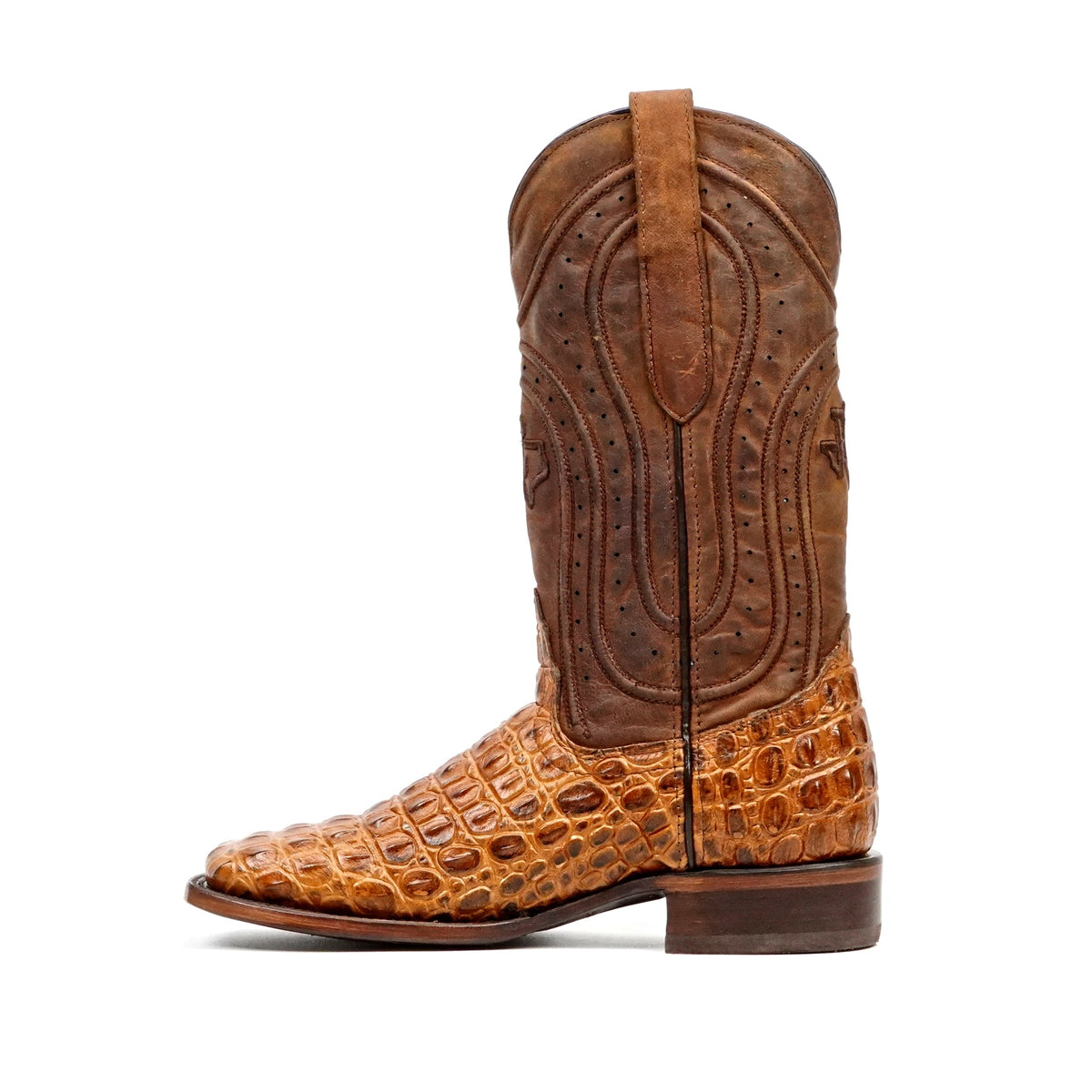 Alligator Hornback Brandy Boots - Embossed Leather - Square Toe (E930) - Gomez Western Wear