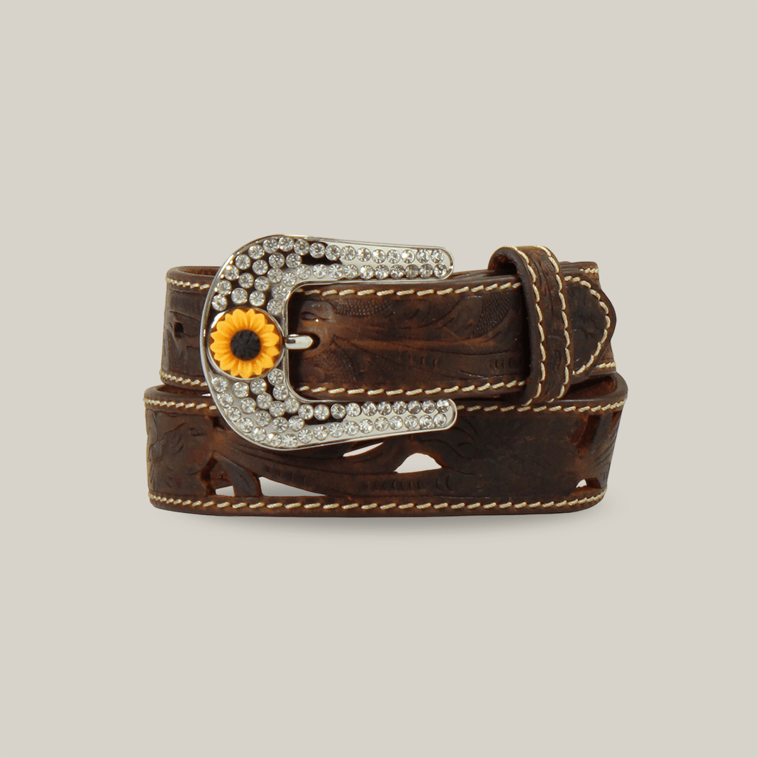 AR.YG1 1/4"SunflowerBuckleBR - Gomez Western Wear