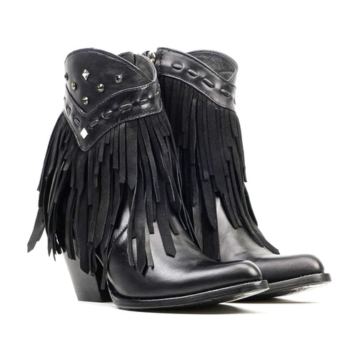 Austin Frills Black Booties - J Toe - Gomez Western Wear