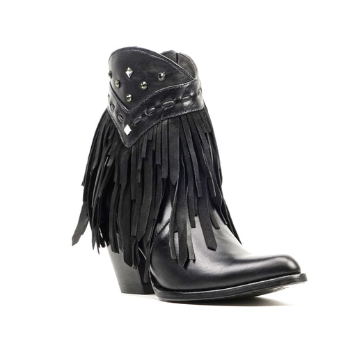 Austin Frills Black Booties - J Toe - Gomez Western Wear