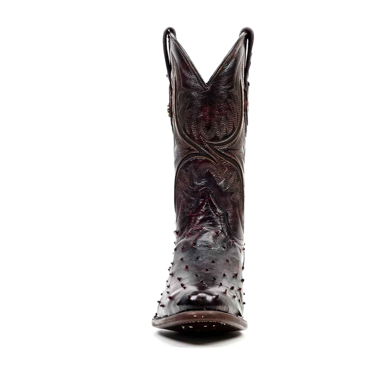 Austin Ostrich Boots - Black Cherry - Round Toe (AV230) - Gomez Western Wear