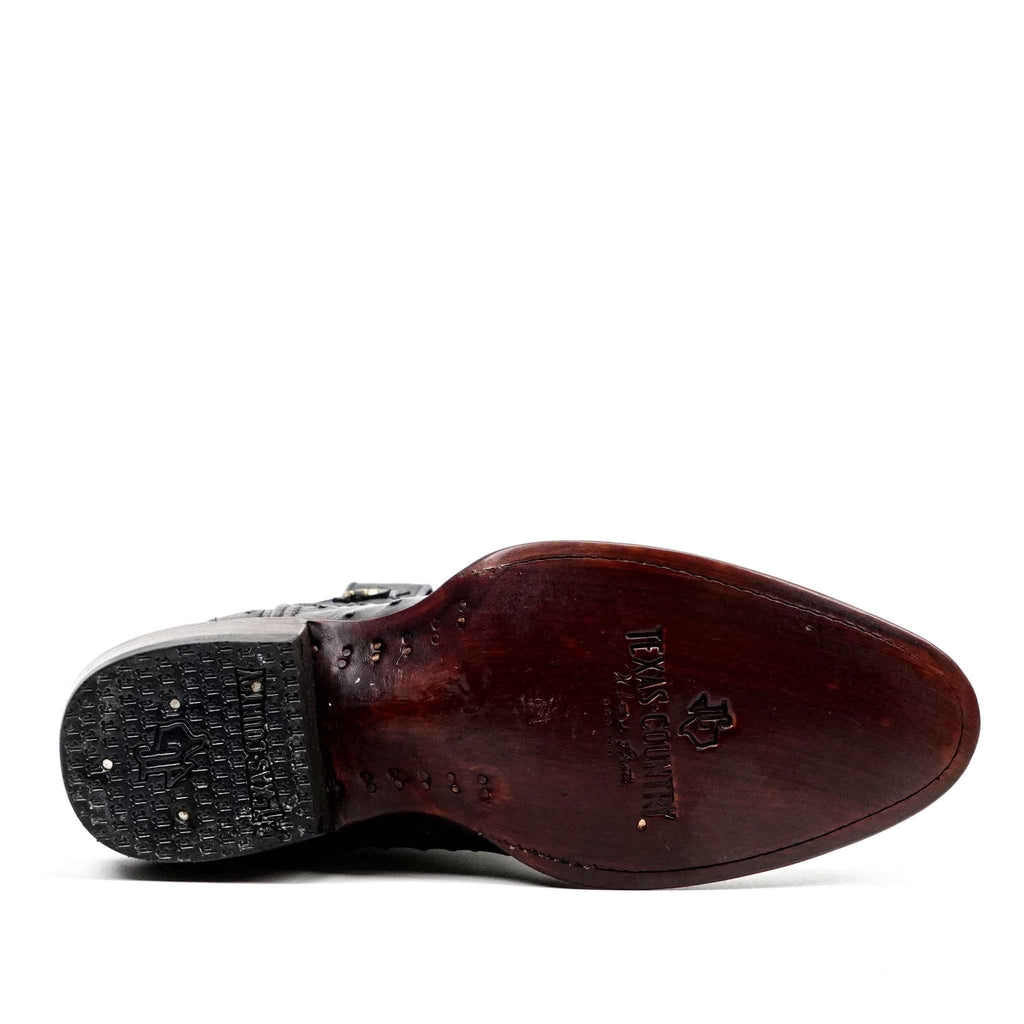 Austin Ostrich Boots - Black - Round Toe (AV230) - Gomez Western Wear