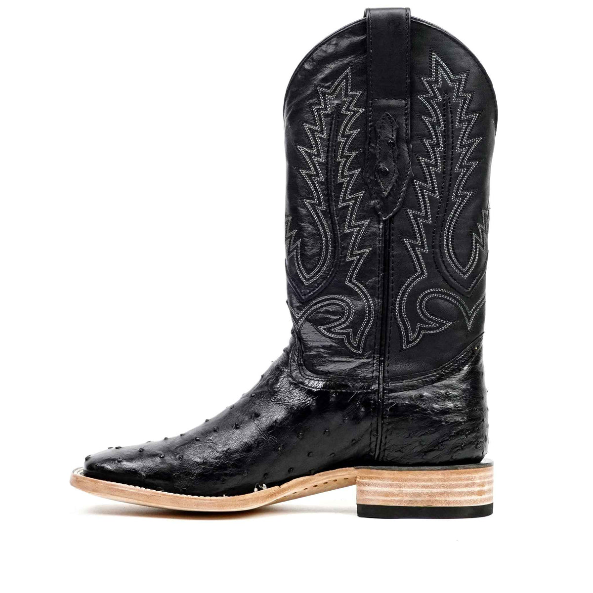Austin Ostrich Boots - Black - Square Toe (AV20) - Gomez Western Wear