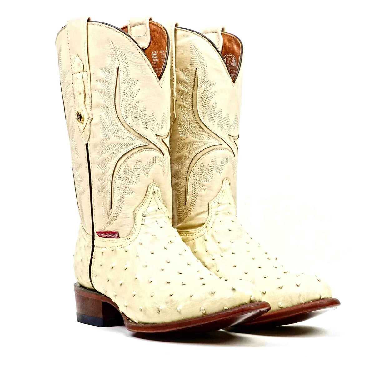 Austin Ostrich Boots - Bone - Round Toe (AV230) - Gomez Western Wear