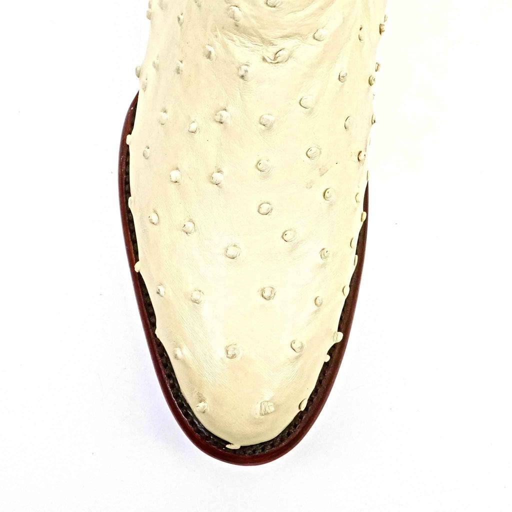 Austin Ostrich Boots - Bone - Round Toe (AV230) - Gomez Western Wear