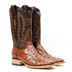 Austin Ostrich Boots - Brandy - Square Toe (AV20) - Gomez Western Wear