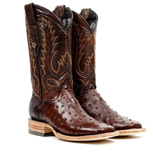 Austin Ostrich Boots - Brass - Square Toe (AV20) - Gomez Western Wear