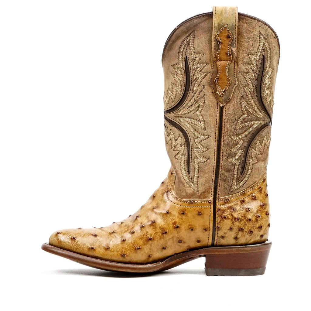 Austin Ostrich Boots - Fawn - Round Toe (AV230) - Gomez Western Wear