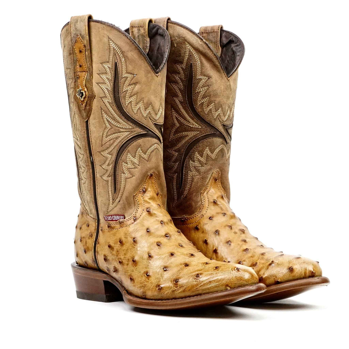 Austin Ostrich Boots - Fawn - Round Toe (AV230) - Gomez Western Wear