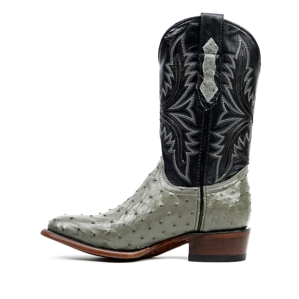 Austin Ostrich Boots - Oxford Gray - Round Toe (AV230) - Gomez Western Wear