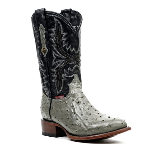 Austin Ostrich Boots - Oxford Gray - Round Toe (AV230) - Gomez Western Wear