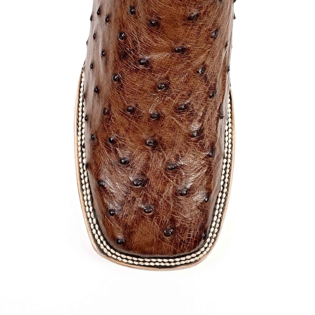 Austin Ostrich Boots - Tobacco - Square Toe (AV20) - Gomez Western Wear