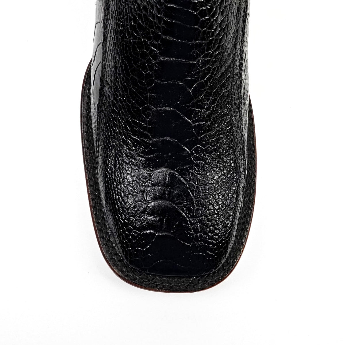 Austin Platinum Ostrich Leg Boots - Black - Square Toe - Gomez Western Wear