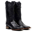 Austin Platinum Ostrich Leg Boots - Black - Square Toe - Gomez Western Wear