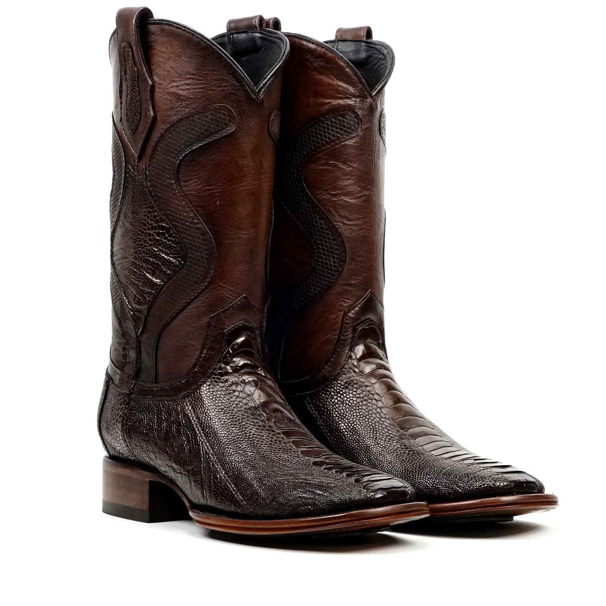 Austin Platinum Ostrich Leg Boots - Tobacco - Square Toe - Gomez Western Wear