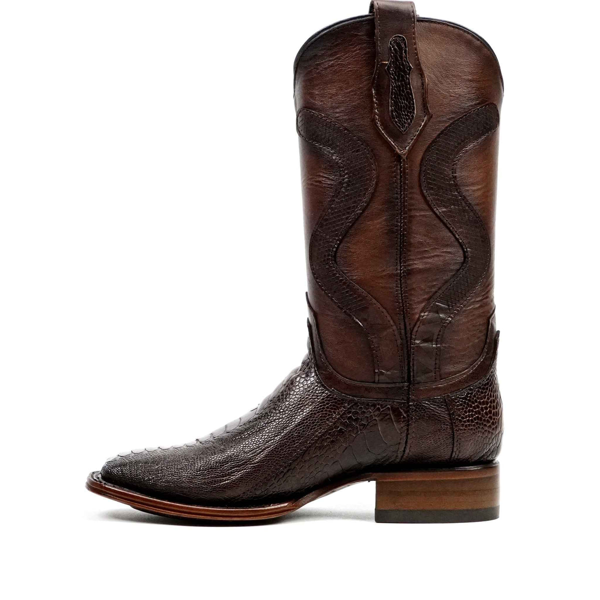 Austin Platinum Ostrich Leg Boots - Tobacco - Square Toe - Gomez Western Wear