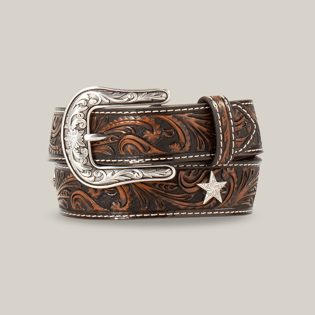 A.YG1 1/4"ScrllEmbsStarCnchBR - Gomez Western Wear