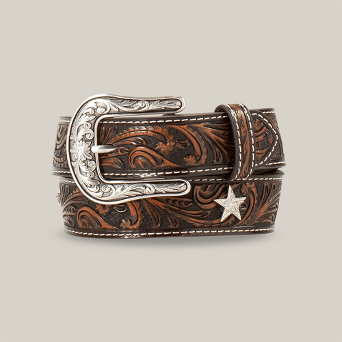 A.YG1 1/4"ScrllEmbsStarCnchBR - Gomez Western Wear