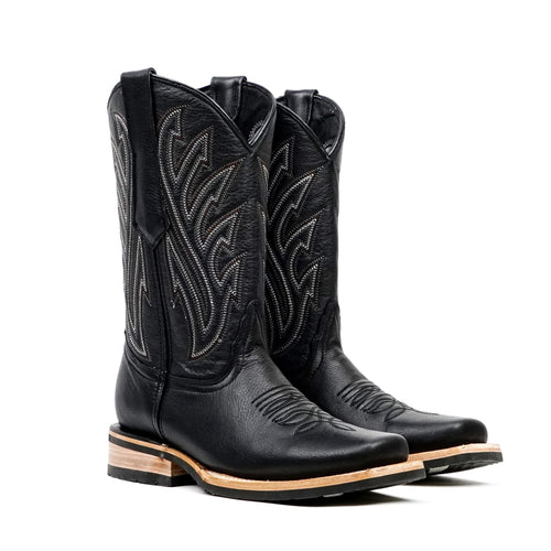 Barcelona Black Cowboy Boots - Slip-Resistant Sole - Rodeo Toe (E411) - Gomez Western Wear