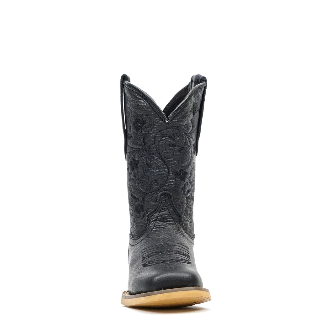Black Leather Girls Boots - Slip-Resistant Sole - Square Toe (K862) - Gomez Western Wear
