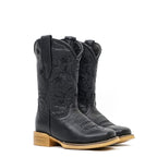 Black Leather Girls Boots - Slip-Resistant Sole - Square Toe (K862) - Gomez Western Wear
