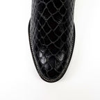 Black Snake Ankle Boots - Embossed Leather - Roper Toe (E955) - Gomez Western Wear