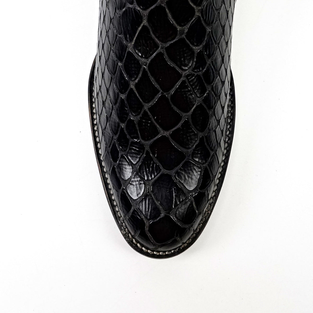 Black Snake Ankle Boots - Embossed Leather - Roper Toe (E955) - Gomez Western Wear