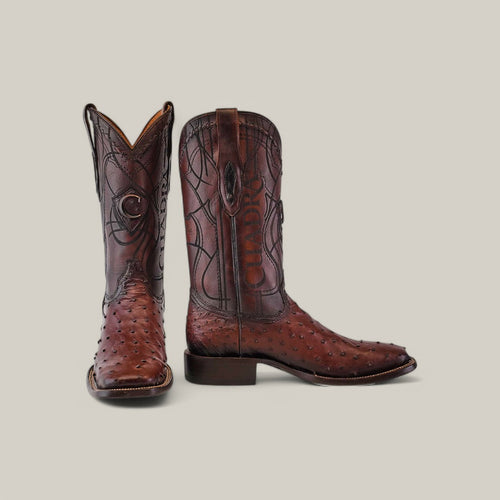CU677 Flame Brown Ostrich Laser & Embroidery