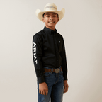BOYS TEAM LOGO TWILL LS SHRT BLACK/WHITE 10045426 - Gomez Western Wear