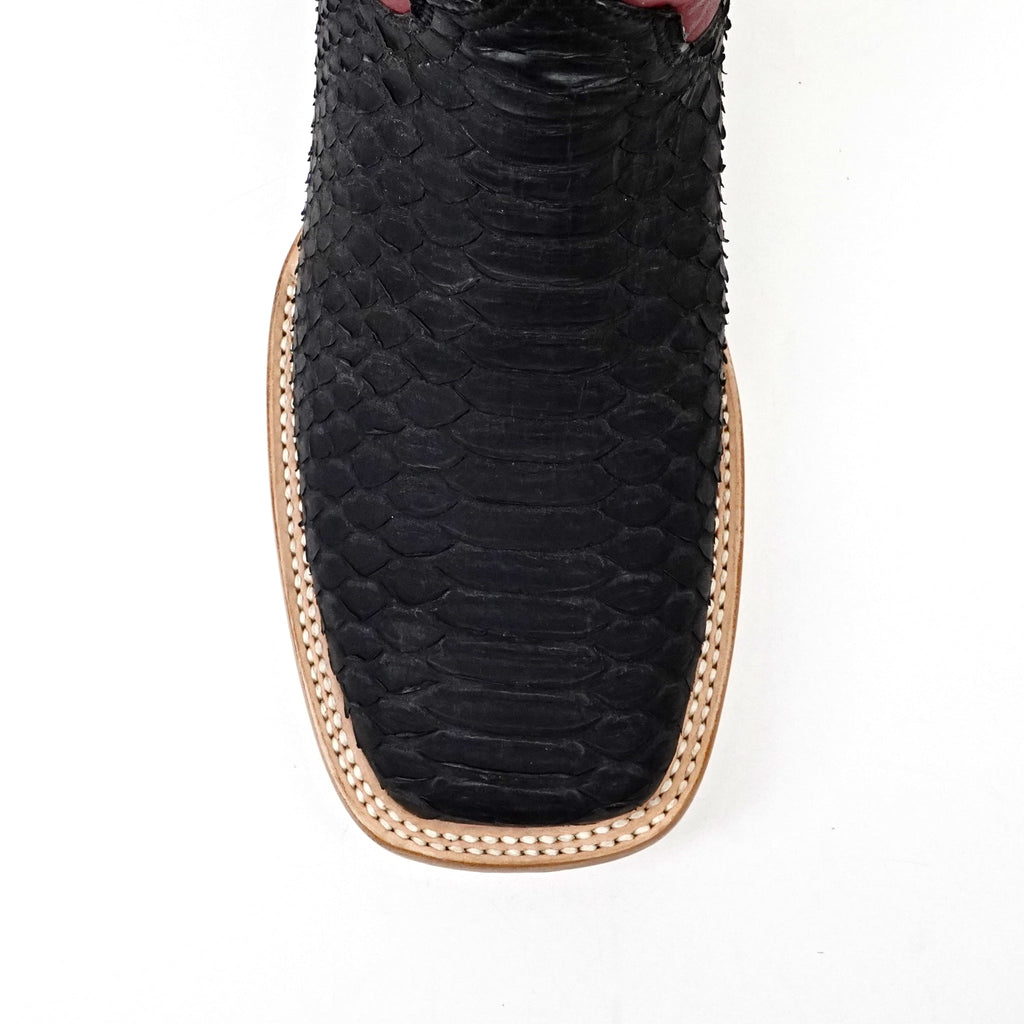 Braxton Python Boots - Matte Black - Square Toe - Gomez Western Wear