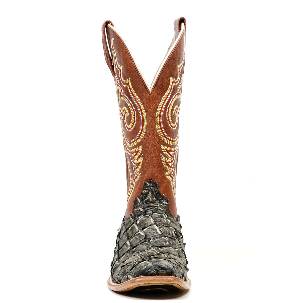 Butch Pirarucu Fish Boots - Camel Black - Narrow Square Toe - Gomez Western Wear