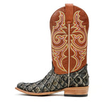 Butch Pirarucu Fish Boots - Camel Black - Narrow Square Toe - Gomez Western Wear