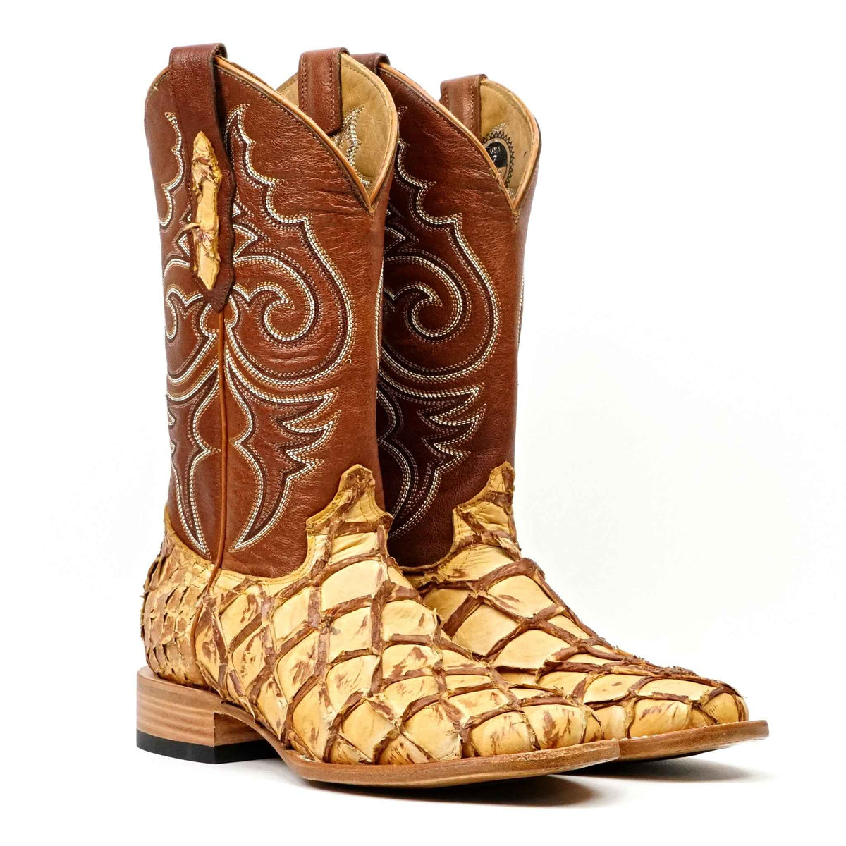 Butch Pirarucu Fish Boots - Caramel Buttercup - Square Toe - Gomez Western Wear