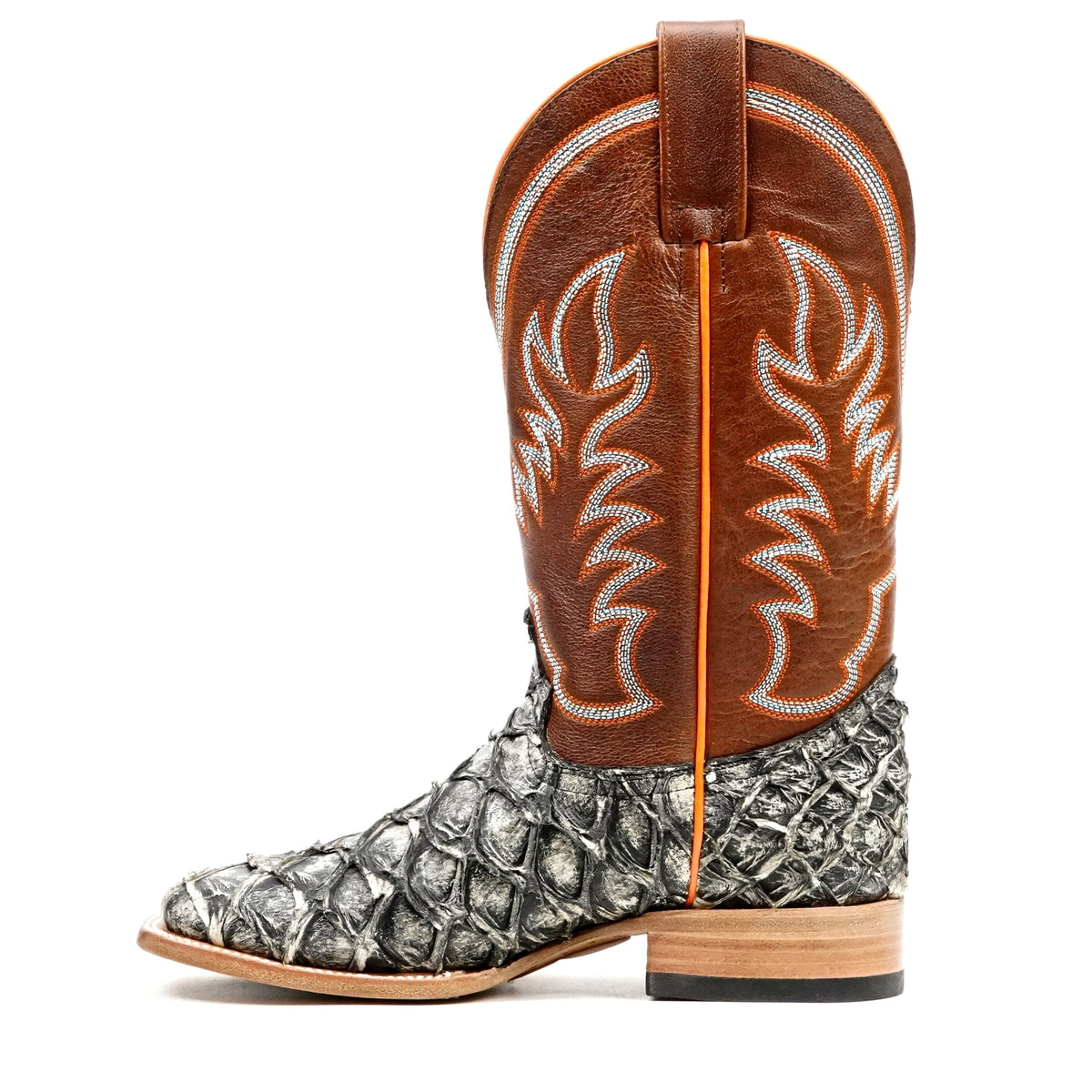 Butch Pirarucu Fish Boots - Newspaper - Square Toe - Gomez Western Wear