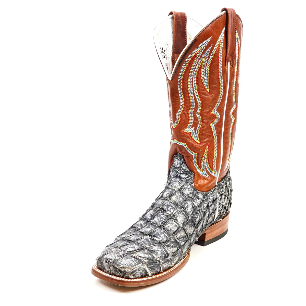 Butch Pirarucu Fish Boots - Newspaper - Square Toe - Gomez Western Wear