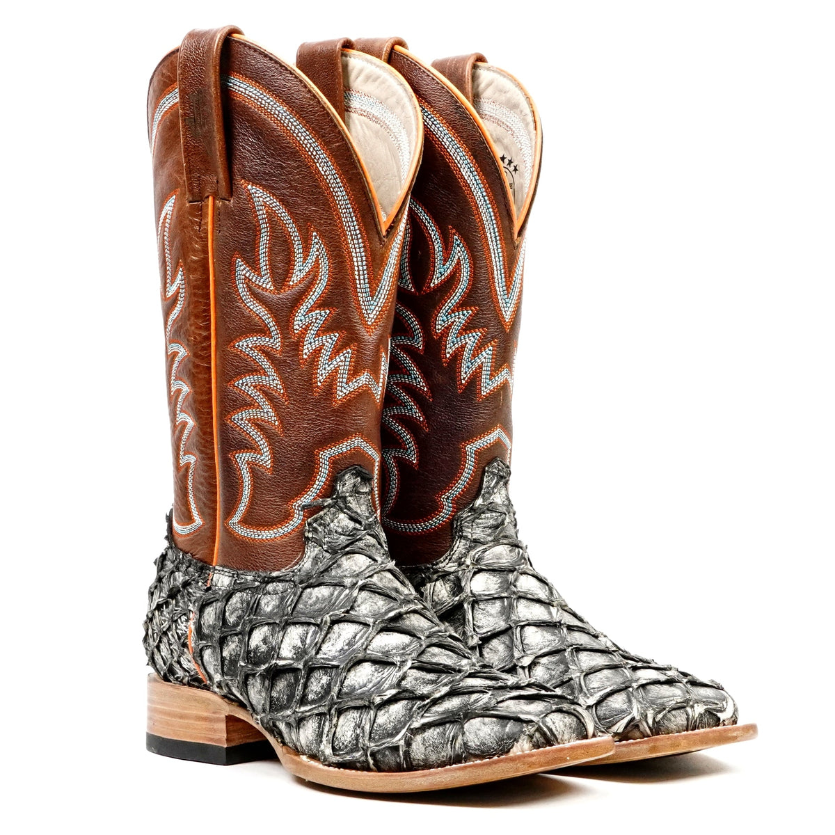 Butch Pirarucu Fish Boots - Newspaper - Square Toe - Gomez Western Wear