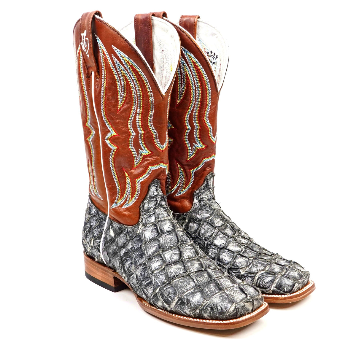 Butch Pirarucu Fish Boots - Newspaper - Square Toe - Gomez Western Wear
